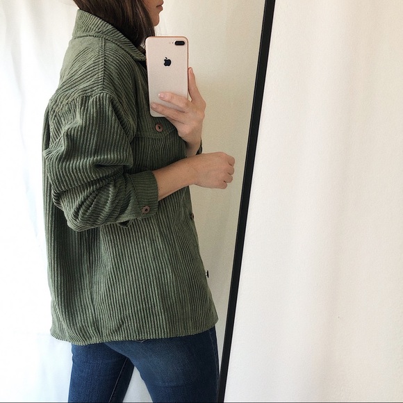The Luxe Corduroy Shirt-Jacket — Olive - Picture 4 of 7